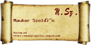 Mauker Szolón névjegykártya